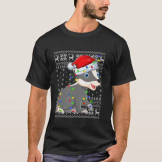 T-shirt Doux moche lumières Noël Badger de chapeau de Noël