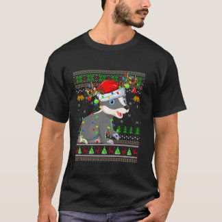 T-shirt Doux moche lumières Noël Badger de chapeau de Noël