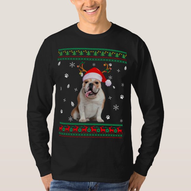 T-shirt Doux moche Noël anglais Chien Chien Père Noël R (Devant)