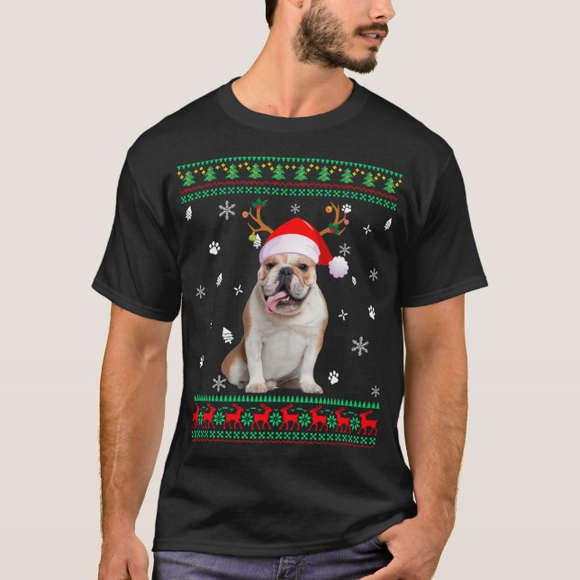 T-shirt Doux moche Noël anglais Chien Chien Père Noël R (Devant)