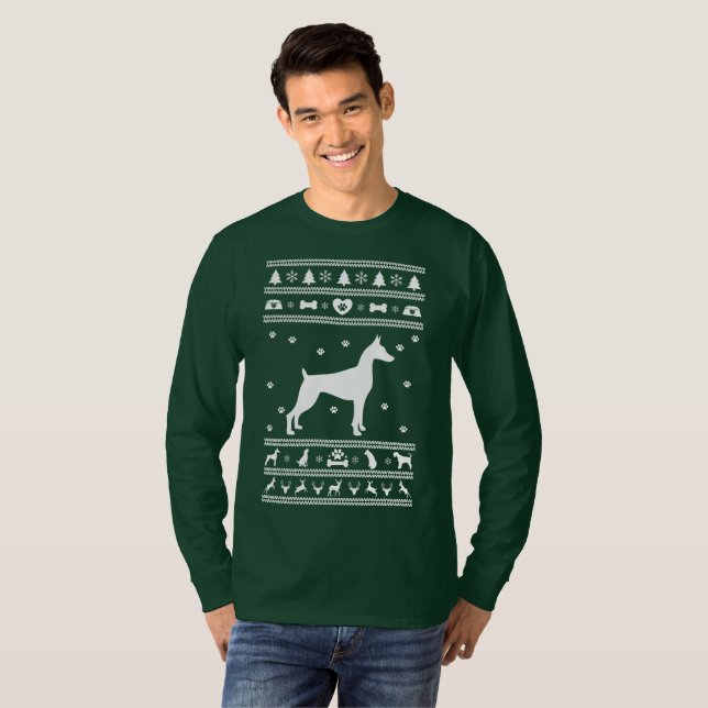 T-shirt Doux moche Noël Grand chien Danse (Devant entier)