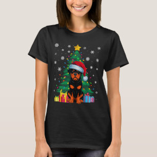 T-shirt Doux moche sapin de Noël éclatant rotweiler chien