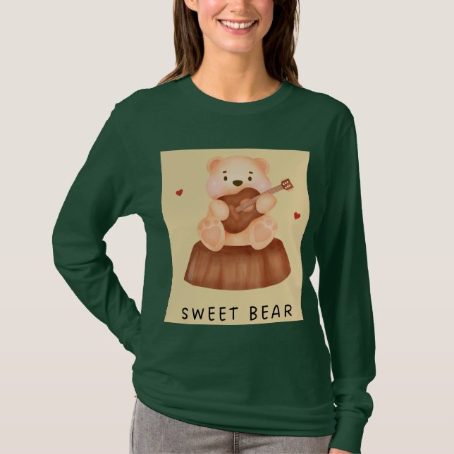 T-shirt Doux Ours Mignon Sweatshirt à Illustration (Devant)