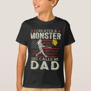 T-shirt Doux Papa Drapeau américain J'ai créé un monstre q
