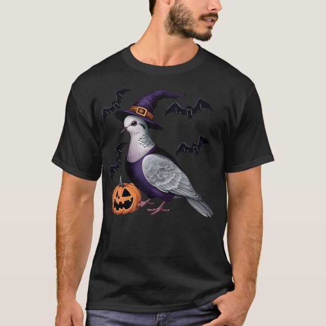 T-shirt Dove Bird Halloween Costume Scary Pumpkin Bat Witc (Devant)