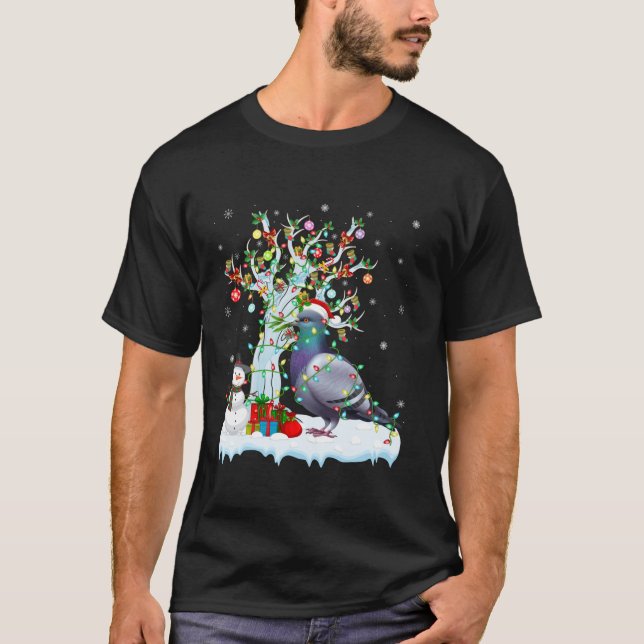 T-shirt Dove Bird Xmas Éclairage Arbre Santa Hat Dove Chri (Devant)
