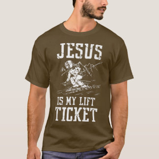 T-shirt Downhill Snow Skiing Jesus My Lift Winter Sport C