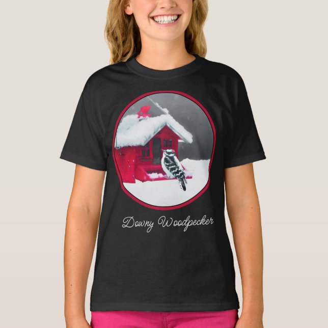 T-shirt Downy Woodpecker Painting (Devant)