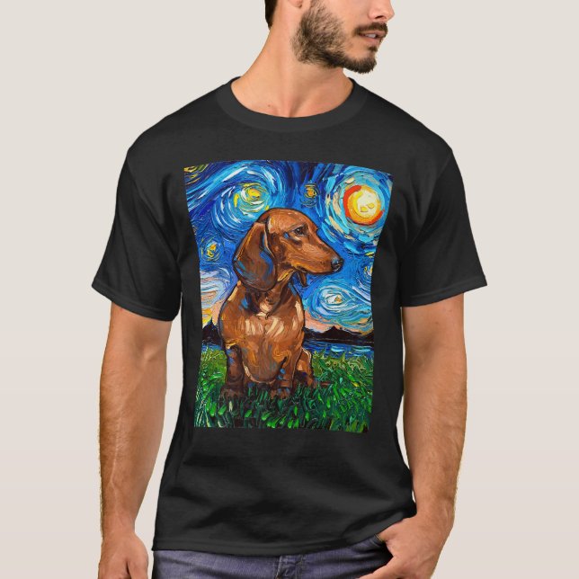 T-shirt Doxie Doxie Dachshund Doxie Starry Night Doing Bro (Devant)