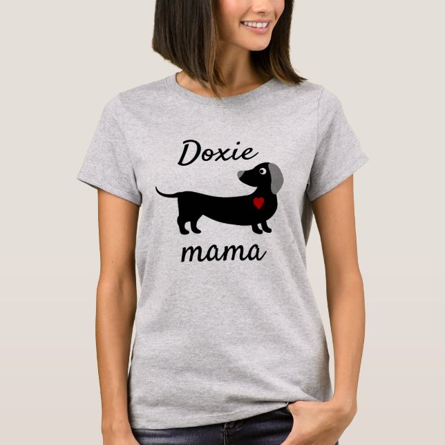 T-shirt Doxie Mama Dachshund Red Heart (Devant)
