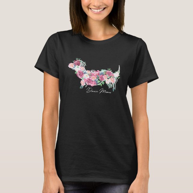 T-shirt Doxie Mama Floral Dachshund (Devant)