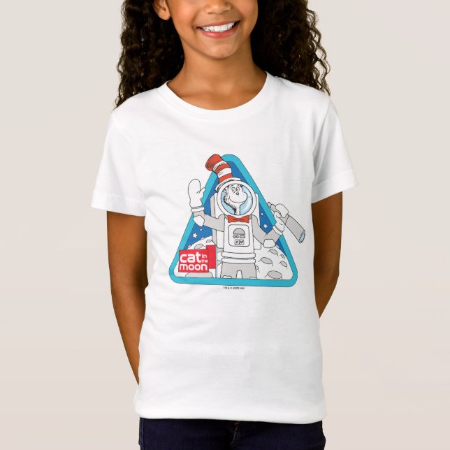 T-Shirt Dr Seuss | Cat in the Moon Outer Space Graphic (Devant)