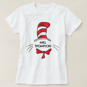 T-shirt Dr. Seuss   Chat Chapeauté Nom de l'enseignant per