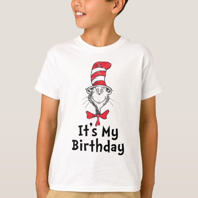 T-shirt Dr. Seuss Chat dans le Casquette C'est mon anniver (Devant)