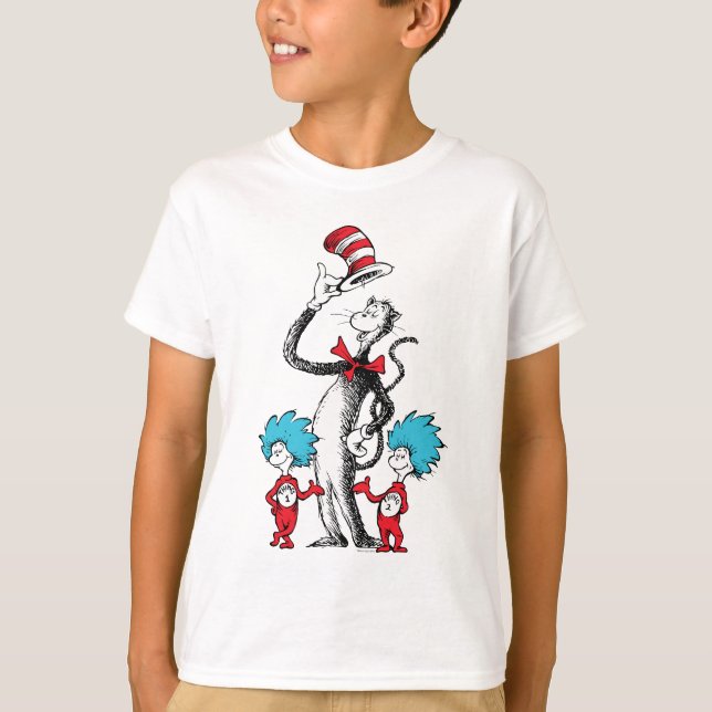 T-shirt Dr Seuss | Chat dans le Casquette, Chose un & Chos (Devant)