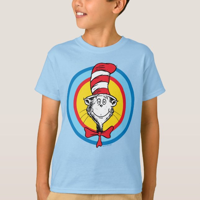 T-shirt Dr. Seuss | Graphisme de tête de Chat dans le Chap (Devant)