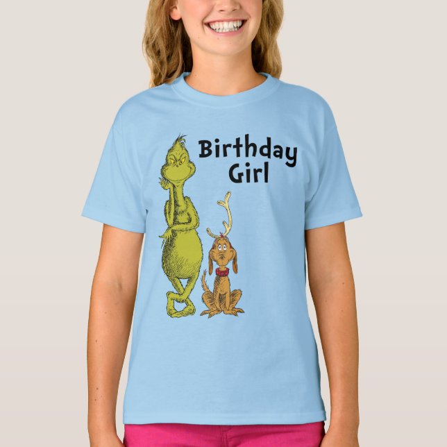 T-shirt Dr Seuss | Grinch Winter Birthday Girl (Devant)