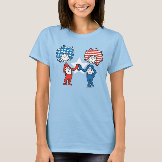 T-shirt Dr Seuss | Une chose Deux graphiques patriotiques (Devant)