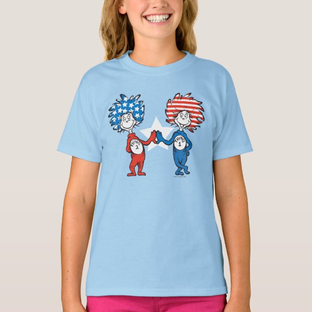 T-shirt Dr Seuss | Une chose Deux graphiques patriotiques (Devant)