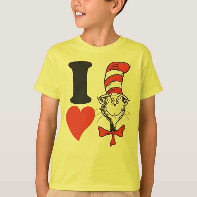 T-shirt Dr Seuss Valentine | I Heart The Cat in the Hat (Devant)