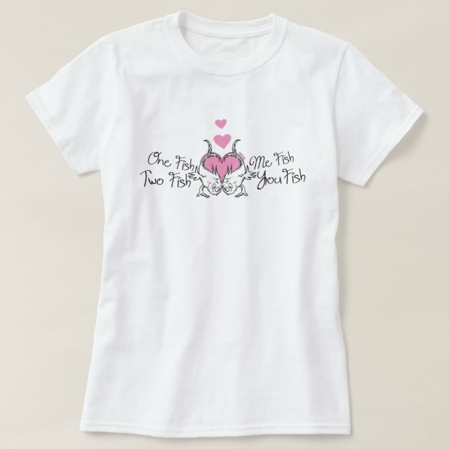 T-shirt Dr. Seuss Valentine | Un poisson deux poissons (Design devant)