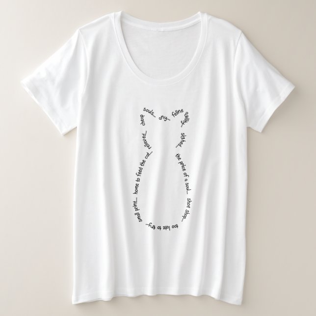 T-shirt Drabble Plus Taille de chat (Texte noir) (Design devant)