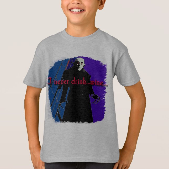T-shirt Dracula I ne boivent jamais… du vin (Devant)