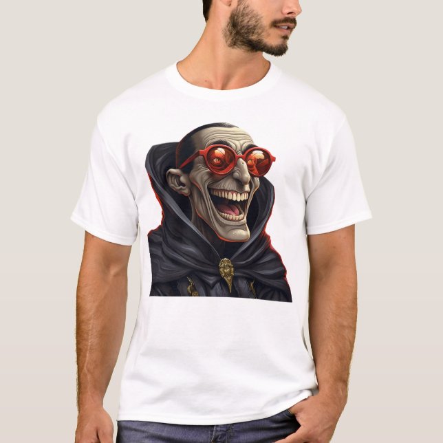 T-shirt Dracula Vampire drôle avec lunettes (Devant)