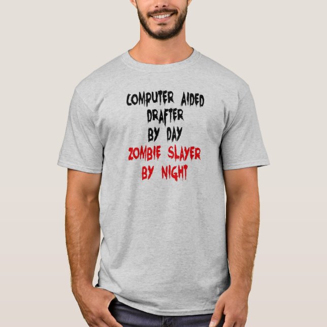 T-shirt Drafteur assisté par ordinateur CAD Zombie plaisan (Devant)