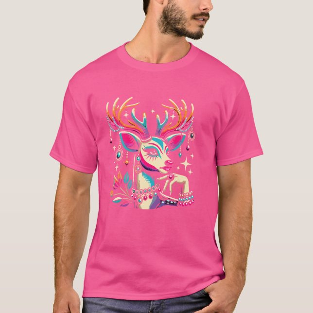 T-shirt Drag Queen Pride Deer Drag Maquillage Interprète A (Devant)