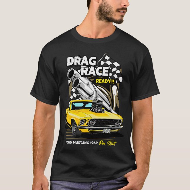 T-shirt Drag Race Mustang Mach (Devant)