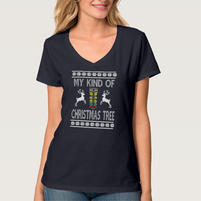 T-shirt Drag Racing Sweater Arbre de Noël (Devant)