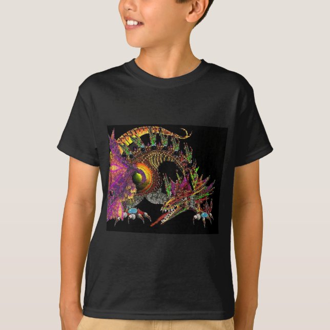 T-SHIRT DRAGO / DRAGON D'IMAGINAIRE EN VIOLET D'OR ET NOIR (Devant)