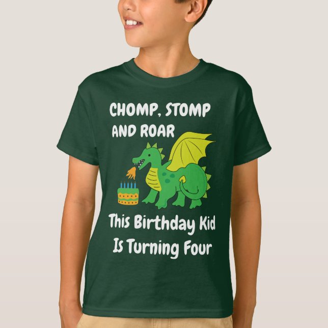 T-shirt Dragon 4th Boy's Anniversaire de enfant Party (Devant)