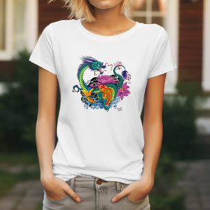 T-shirt dragon à eau et koi