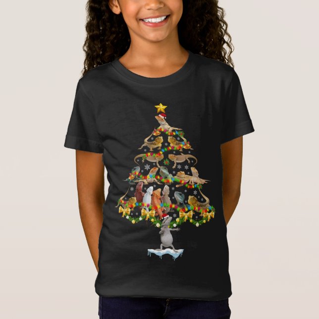 T-Shirt Dragon à oreilles Arbre de Noël Drôle Amusant Rept (Devant)