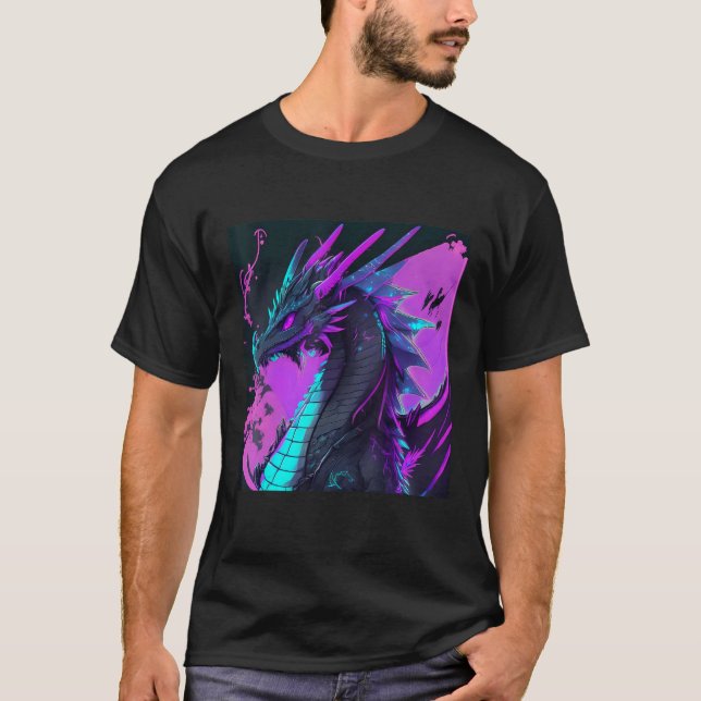 T-shirt Dragon Aesthetic Style Japan Vaporwave 80s 90s (Devant)