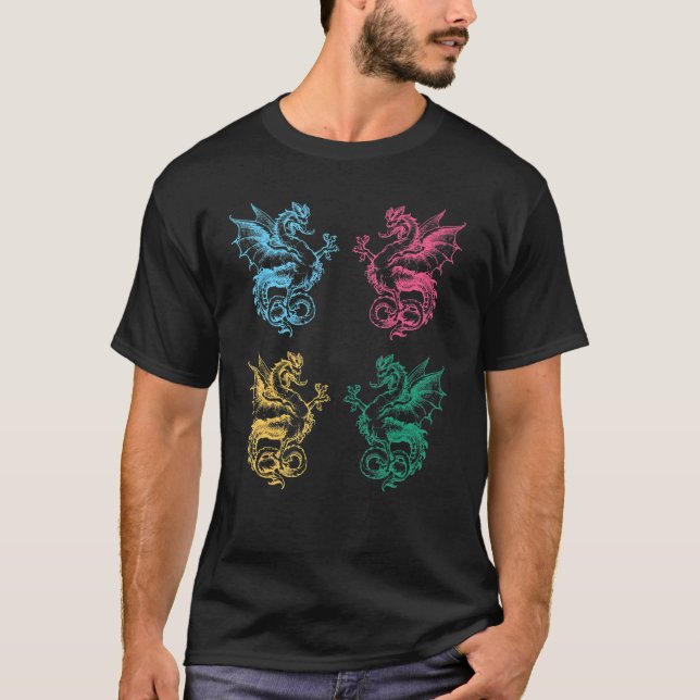 T-shirt Dragon Art Graphic Retro Vintage (Devant)