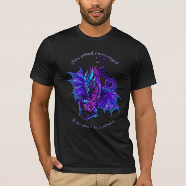 T-shirt Dragon Art Nouveau Style Bleu et violet (Devant)