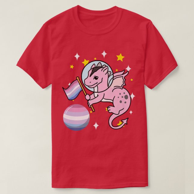 T-shirt Dragon Astronaut Bigender Pride  (Design devant)