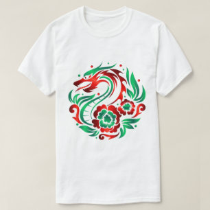 T-shirt Dragon au milieu des fleurs
