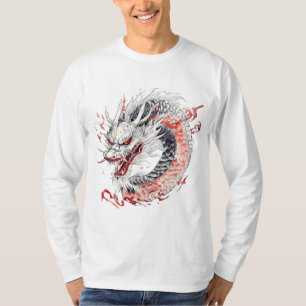 T-shirt Dragon aux écailles rouges et blanches