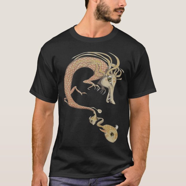 T-shirt dragon avec petit poisson (Devant)
