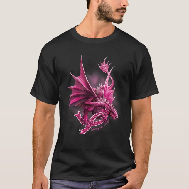 T-shirt Dragon Avec Ribbon Sensibilisation au cancer du se (Devant)