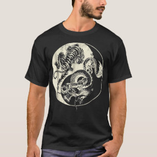 T-shirt Dragon Avec Tigre Tattoo YIN Et Yang Beast Combat