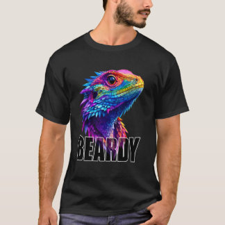T-shirt Dragon barbu coloré amateur de lézard visage barbu