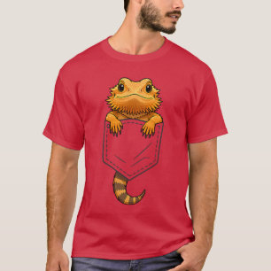 T-shirt Dragon barbu drôle regardant dans la poche Reptile