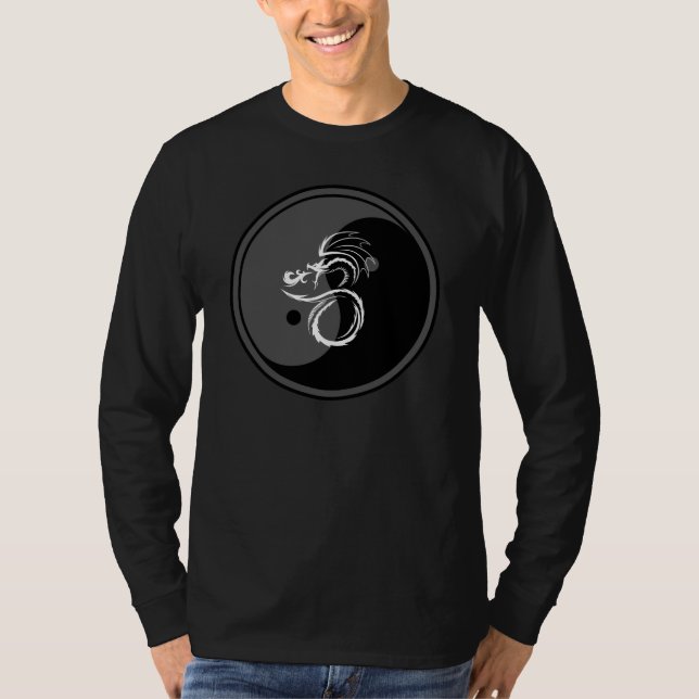 T-shirt Dragon blanc et conception 1 de Yin Yang (Devant)