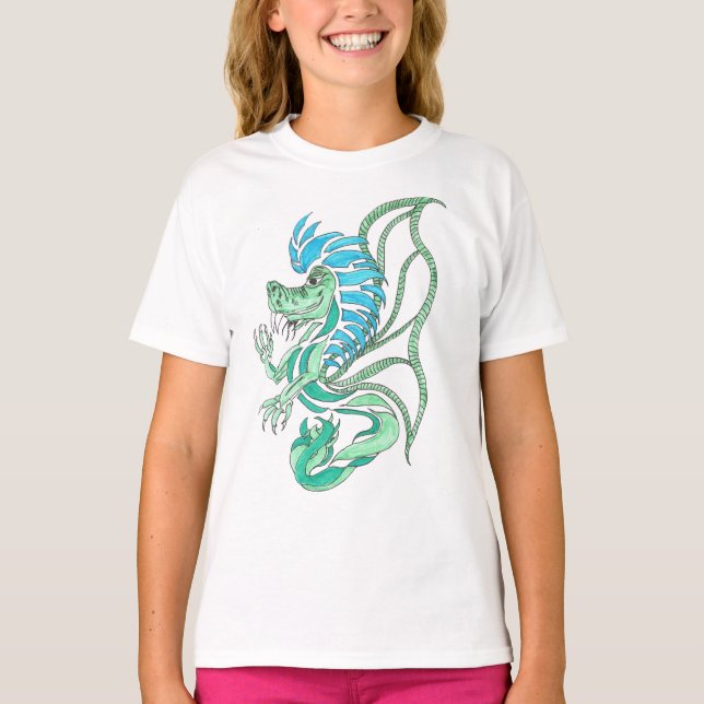 T-shirt Dragon bleu tribal (Devant)