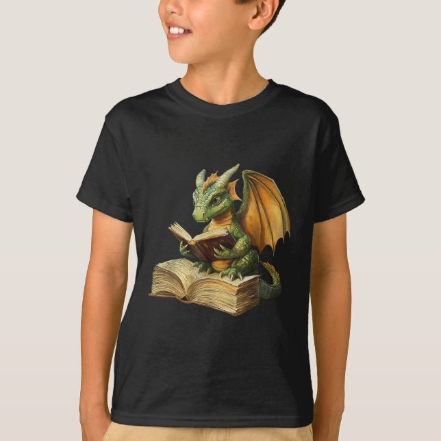 T-shirt Dragon Bookworm Livre de lecture Drôle Graphique (Devant)
